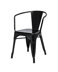 Profile view of Black Tolix Side Chair with Arms