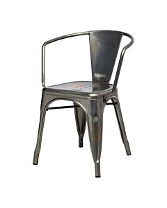 Profile view of Industrial Grey Tolix Side Chair with Arms