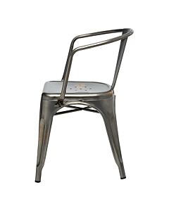 Profile view of Industrial Grey Tolix Side Chair with Arms