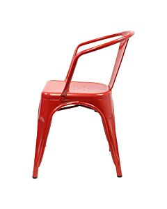 Profile view of Red Tolix Side Chair with Arms
