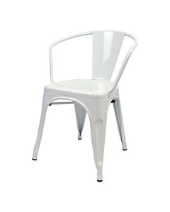 Profile view of White Tolix Side Chair with Arms