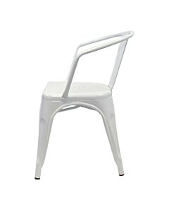 Profile view of White Tolix Side Chair with Arms