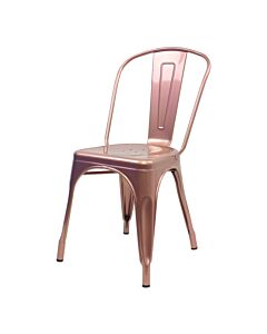 Profile view of Rose Gold Tolix Side Chair