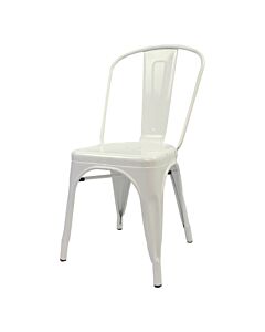Profile view of White Tolix Side Chair