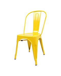 Profile view of Yellow Tolix Side Chair