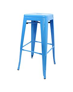 Profile view of Blue Tolix Bar Height Stool