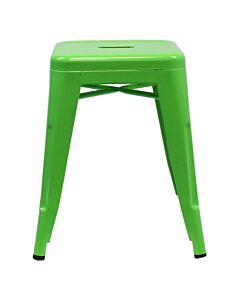 Profile view of Green Tolix Low Stool