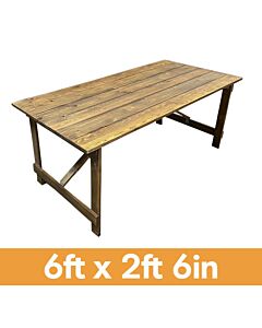 6ft 2ft 6in rectangle rustic banqueting table