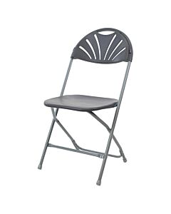 Profile view of Charcoal Economy Fanback Plastic Folding Chair