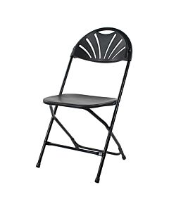 Profile view of Black Economy Fanback Plastic Folding Chair