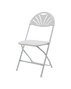 Profile view of White Economy Fanback Plastic Folding Chair