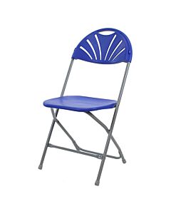 Profile view of Blue Economy Fanback Plastic Folding Chair