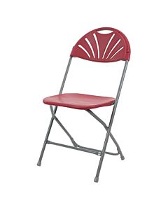 Profile view of Burgundy Economy Fanback Plastic Folding Chair