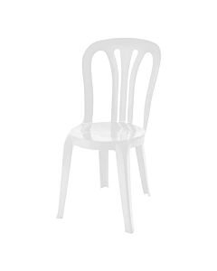 Profile view of White Garrotxa Plastic Stacking Chair