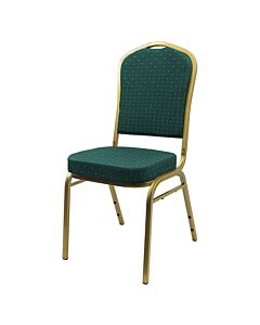 Profile view of Diamond Steel Banqueting Chair in Green Fabric