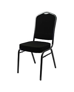 Profile view of Diamond Steel Banqueting Chair in Black Fabric