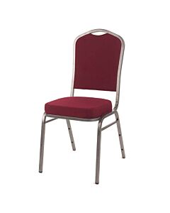 Profile view of Diamond Steel Banqueting Chair in Burgundy Fabric