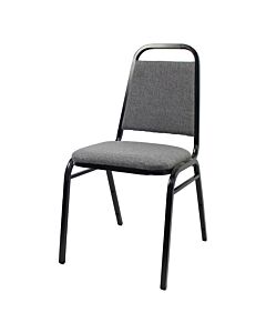 Profile view of Economy Steel Banqueting Chair in Grey Fabric