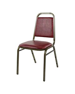Profile view of Economy Steel Banqueting Chair in Burgundy Vinyl Fabric
