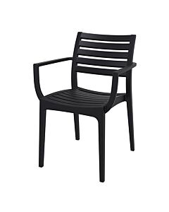 Profile view of Trevi Plastic Stacking Chair with Arms
