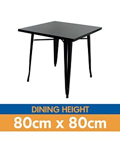Tolix Style Dining Table - 80cm Square - Gloss Black