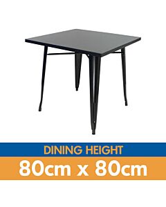 Tolix Style Dining Table - 80cm Square - Gloss Gun Metal