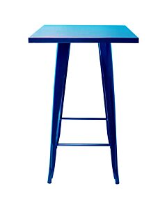 Tolix Style Bar Table - 60cm Square - Gloss Blue