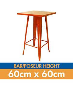 Tolix Style Bar Table - 60cm Square - Gloss Orange