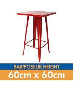 Tolix Style Bar Table - 60cm Square - Gloss Red