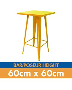 Tolix Style Bar Table - 60cm Square - Gloss Yellow