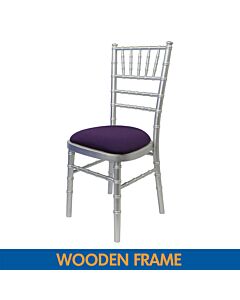 Silver UK Chiavari Chair with Purple Seat Pad