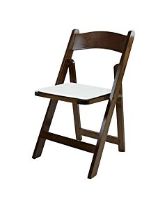 Dark Wooden Folding Wedding Chair White Seat Pad