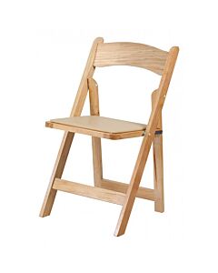 Profile view of Natural Wedding Folding Chair with Natural Seat