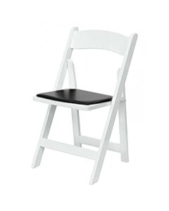 White Folding Wedding Chair Black Seat Pad
