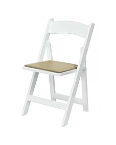 White Folding Wedding Chair Cream Seat Pad