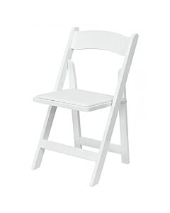 Profile view of White Wedding Folding Chair with White Seat