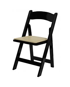 Black Folding Wedding Chair Cream Seat Pad