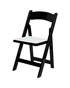 Black Folding Wedding Chair White Seat Pad