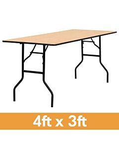 Profile view of 4ft x 3ft rectangle wooden folding table