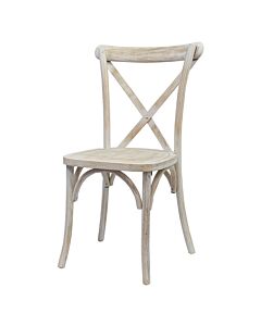 Profile view of Oak Frame Limewash Finish Crossback Banqueting Chair