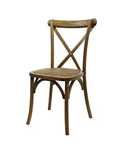 Crossback Stacking Chair - Rustic Finish with Rattan Seat Pad